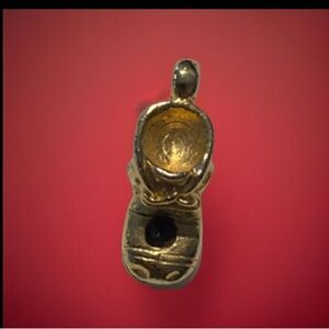 - Vtg. Baby Bootie Pendant/Bracelet Charm Shoe Gold-tone ruby Rhinestone July